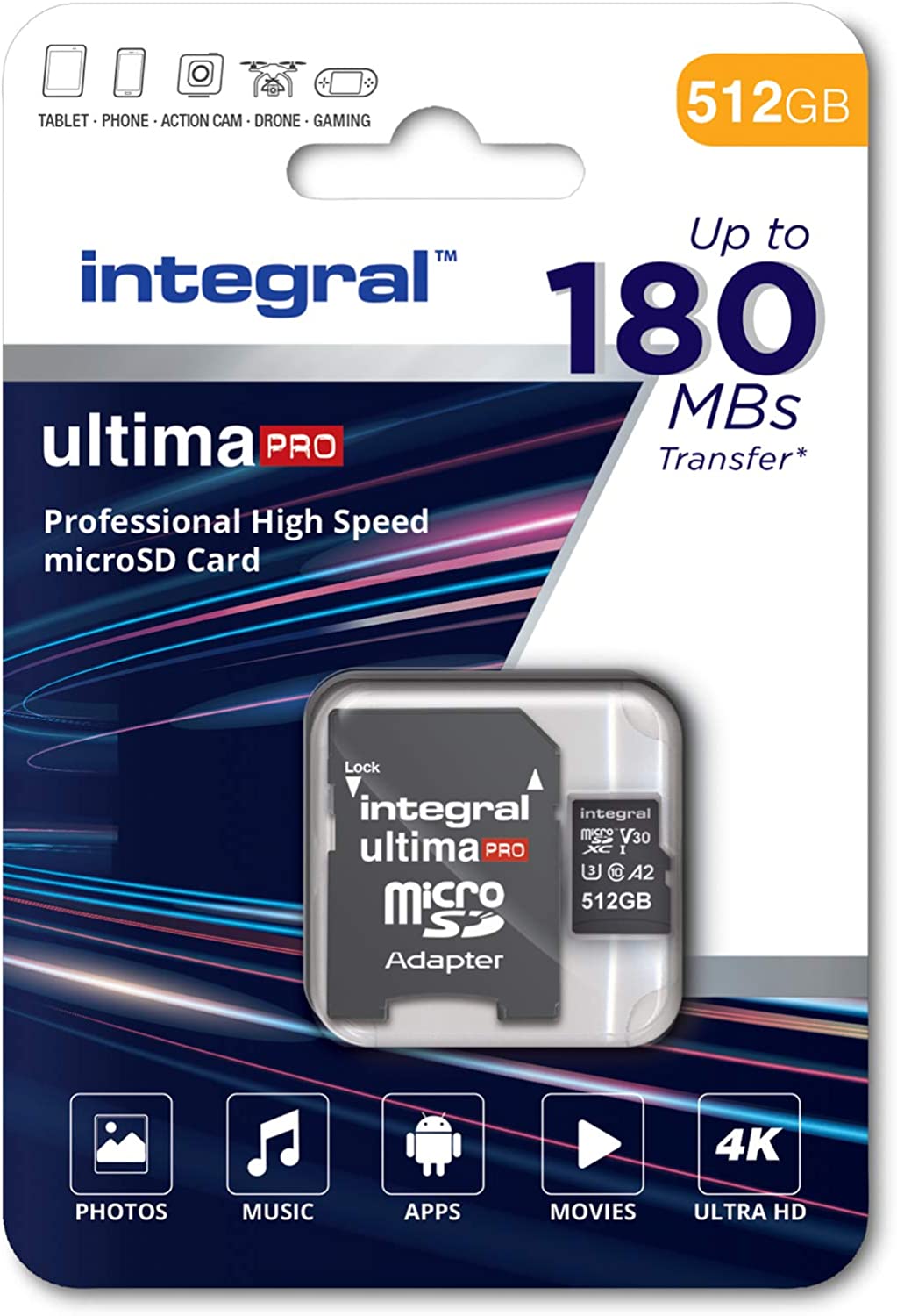 Meting Afrika een paar Integral MicroSD UltimaPro 512GB 180 MB/sec -